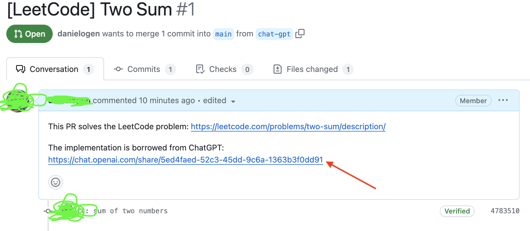 Adding ChatGPT Link to PR Description